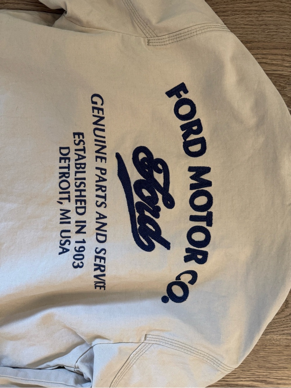 Ford Cream Pullover with Navy Script Logo